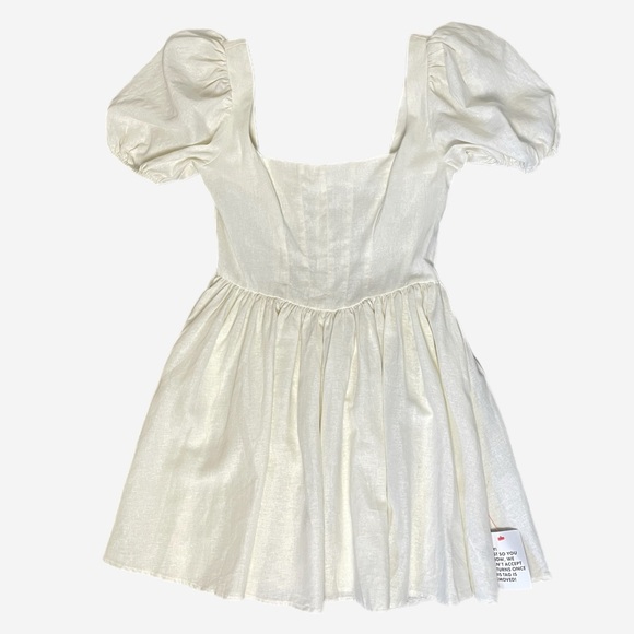 ASOS NWT white corset linen mini dress puff sleeve cottagecore castlecore 4 - Picture 5 of 10